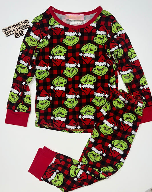 Plaid grinch pjs (different variations)