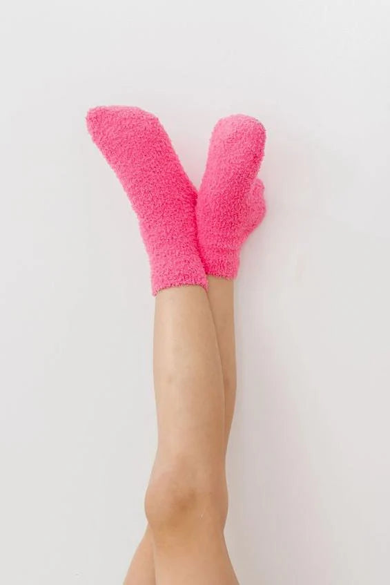 Hot pink fuzzy socks