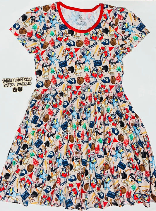 Bluey baseball dress - size 9/10