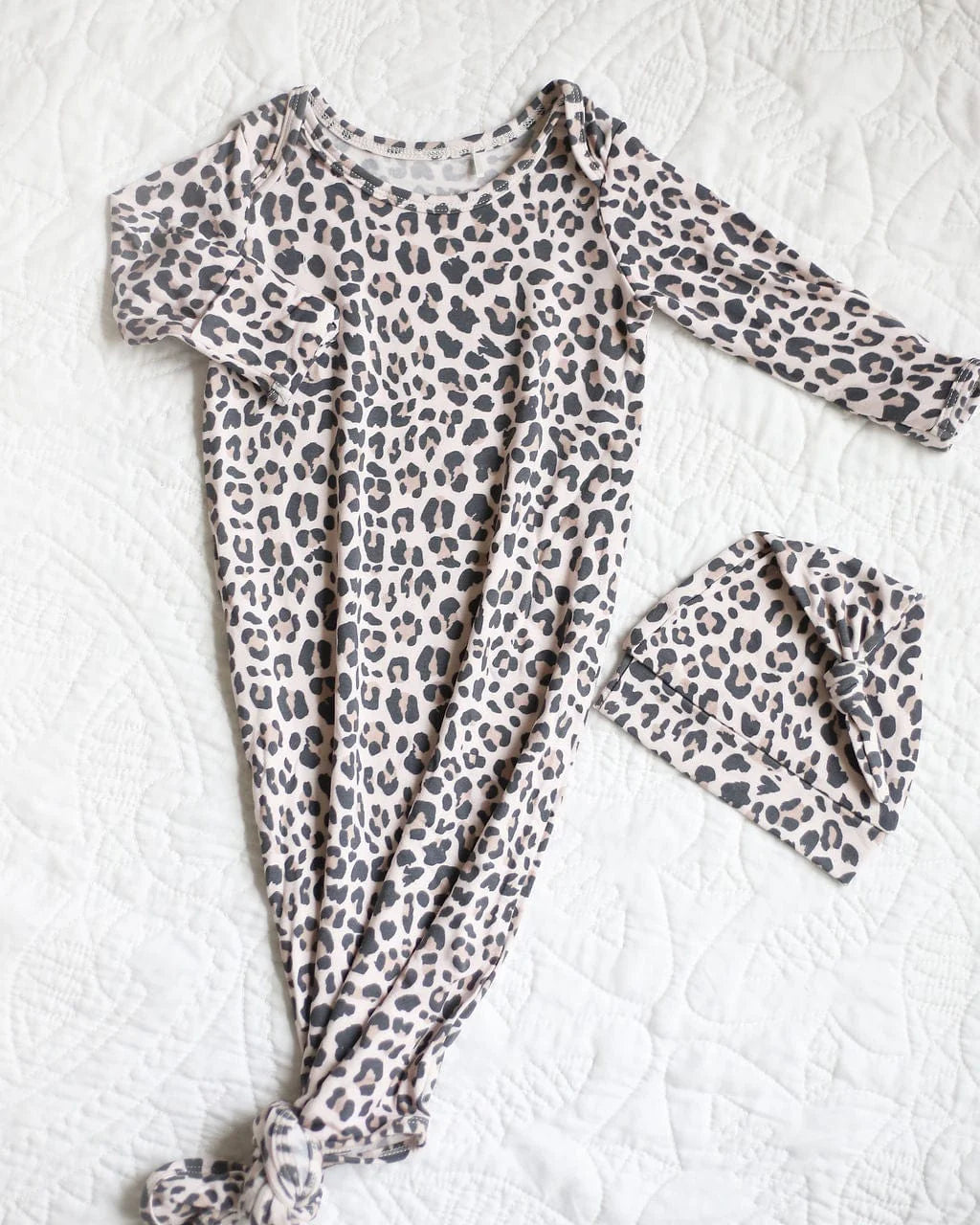 NB leopard gown + hat